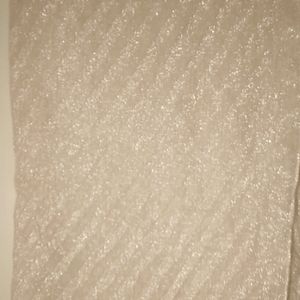 Cream color with metallic, 76 inches long & 30 inches wide, light weight